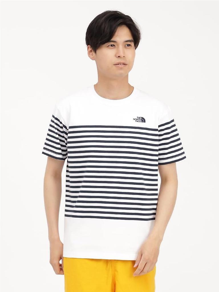 The North Face Short Sleeve Paneled Striped UV Size M Men's Tee, Quick-Drying, Protection, White,
