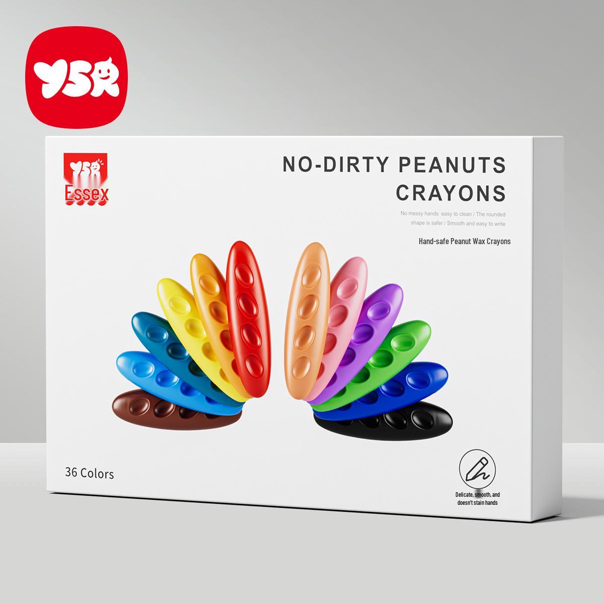 Yisirui 36-Color No-Mess Peanut Crayons for Kids – Safe Drawing & Doodling Pastels