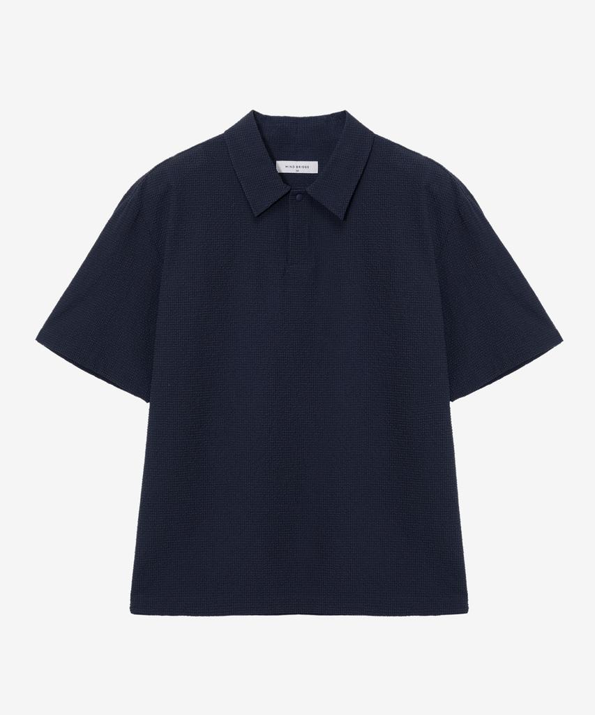 MINDBRIDGE [All Day Cool] Two-Tone Seersker Pullover Semi-Overfit Short Sleeve Shirt - 2 Colors