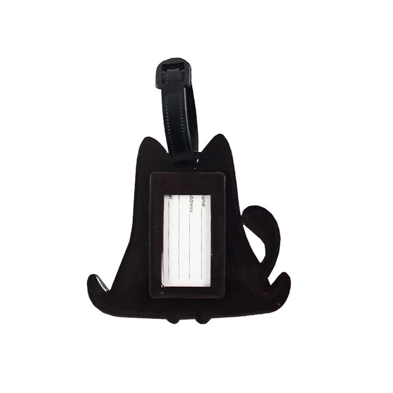 2-piece Cute Cat Pattern Luggage Tag Portable Travel Baggage Identifier Label with Name Card Slot for Suitcase Backpack Accessor