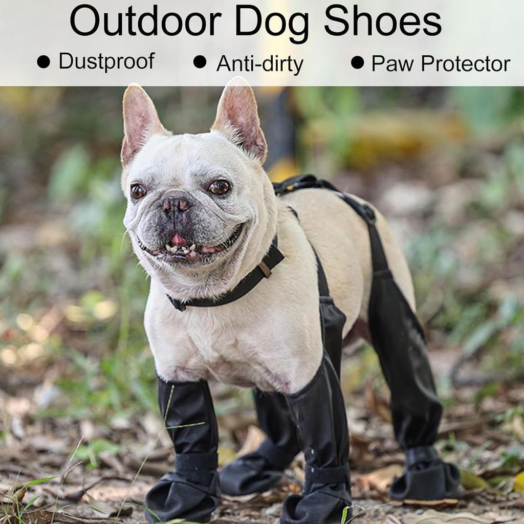 Dog Boots Leggings Adjustable Waterproof Fabric Dog Shoes with Rubber Nonslip Soles for Winter Snowy Day Outdoor Walking