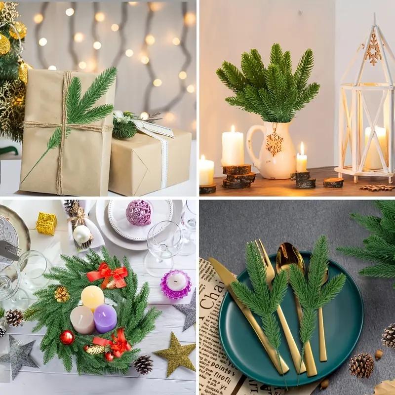 10 Stück künstliche Kiefernzweige, DIY-Zubehör für Weihnachts- und Heim-Gartendekoration