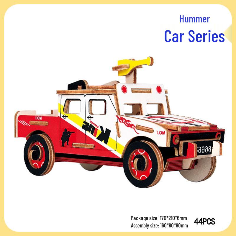 Children's 3D Wooden Military Tank Jigsaw Puzzle Model Toy