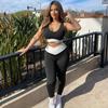 Summer Slim Yoga Sets For Women Fashion Contrast Color Bra Top Camisole High Waist Pants Womens Street Casual Bodycon Sports Pant 2 Piece