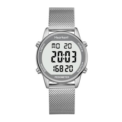 Hearkent Pedometer Step Hourly Large Digital Infinitely Adjustable Strap Women's Watch, Waterproof, Backlight, Count, Distance, Calories, Countdown,