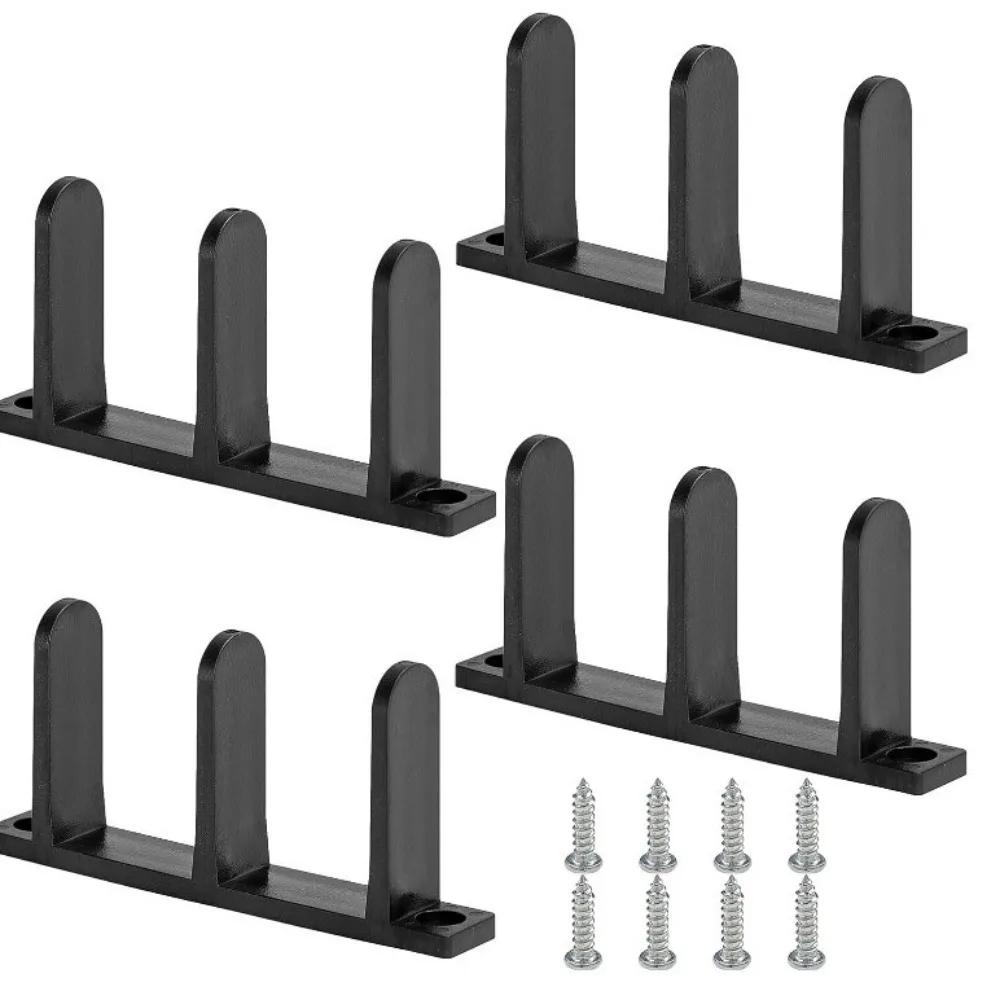 

High Quality 4pcs with Screws Sliding Closet Door Floor Guide Rounded Corner Wear-resistance Closet Door Hardware Universal чорний