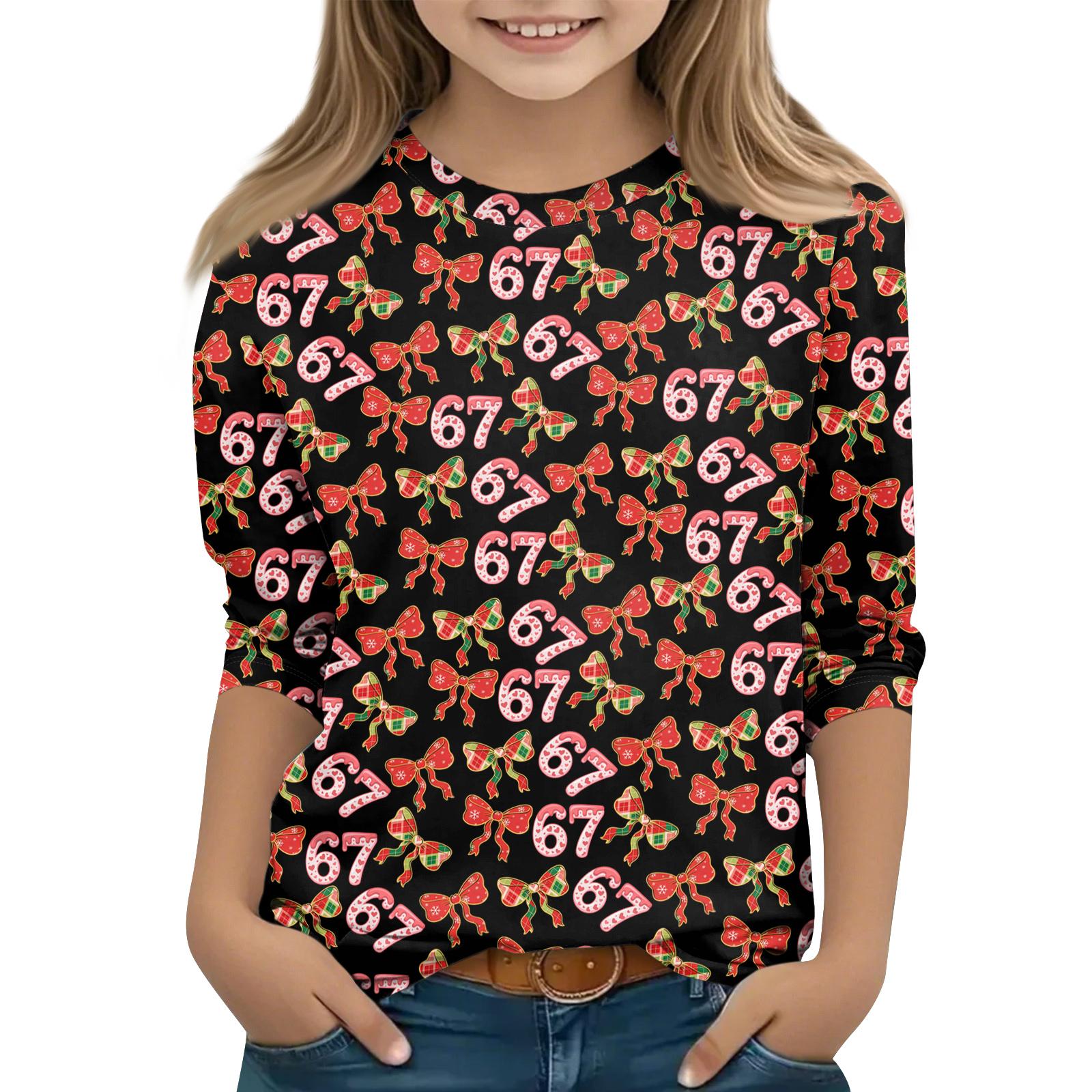 

Дитяча футболка з рукавом 3/4, повсякденна футболка з круглим вирізом, пуловер, блузка 160 червоний