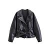 Trendy Women's Casual Black Short Leather Windbreaker - European & American Style
