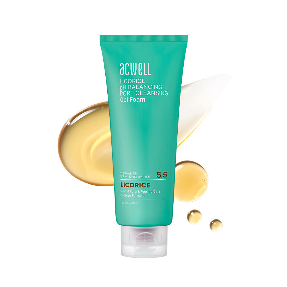 ACWELL Licorice pH Balancing Pore Cleansing Gel Foam – Low pH Pore Care Cleanser (160ml) 1ea