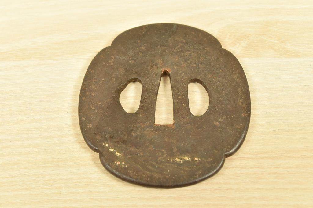 Used Antique Japanese Samurai Sword Iron Tsuba Bird & Firefly Design Yamashiro Nobuie