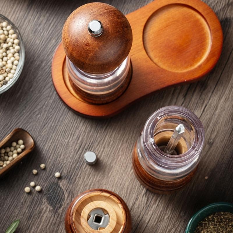 Manual Wood Peppers Grinder Adjustable Coarseness Peppers Mill Refillable Manual Salt Grinder Kitchen Tool Easy to Use