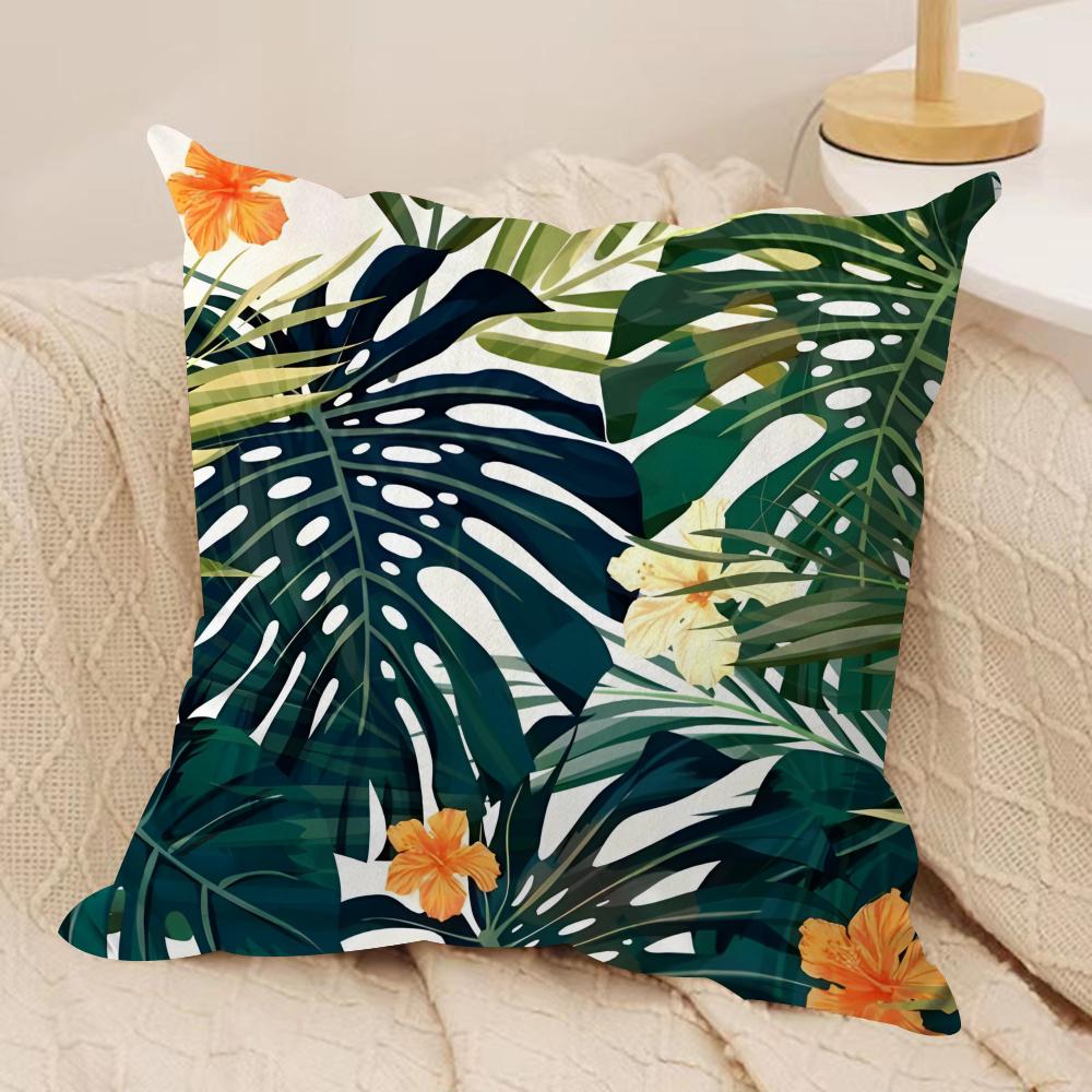 Palm leaves Cushion Cover Soft Plush Fabric DoubleSided Printed Cushion Covers for All Seasons Modern HomeDecor Gift