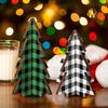 3 Pieces Christmas Decor Plaid Christmas Tree Decorations Set Of, 3D Wooden Tabletop Trees, 5.5 Inch Height, Holiday Home Decor (Plaid Style)