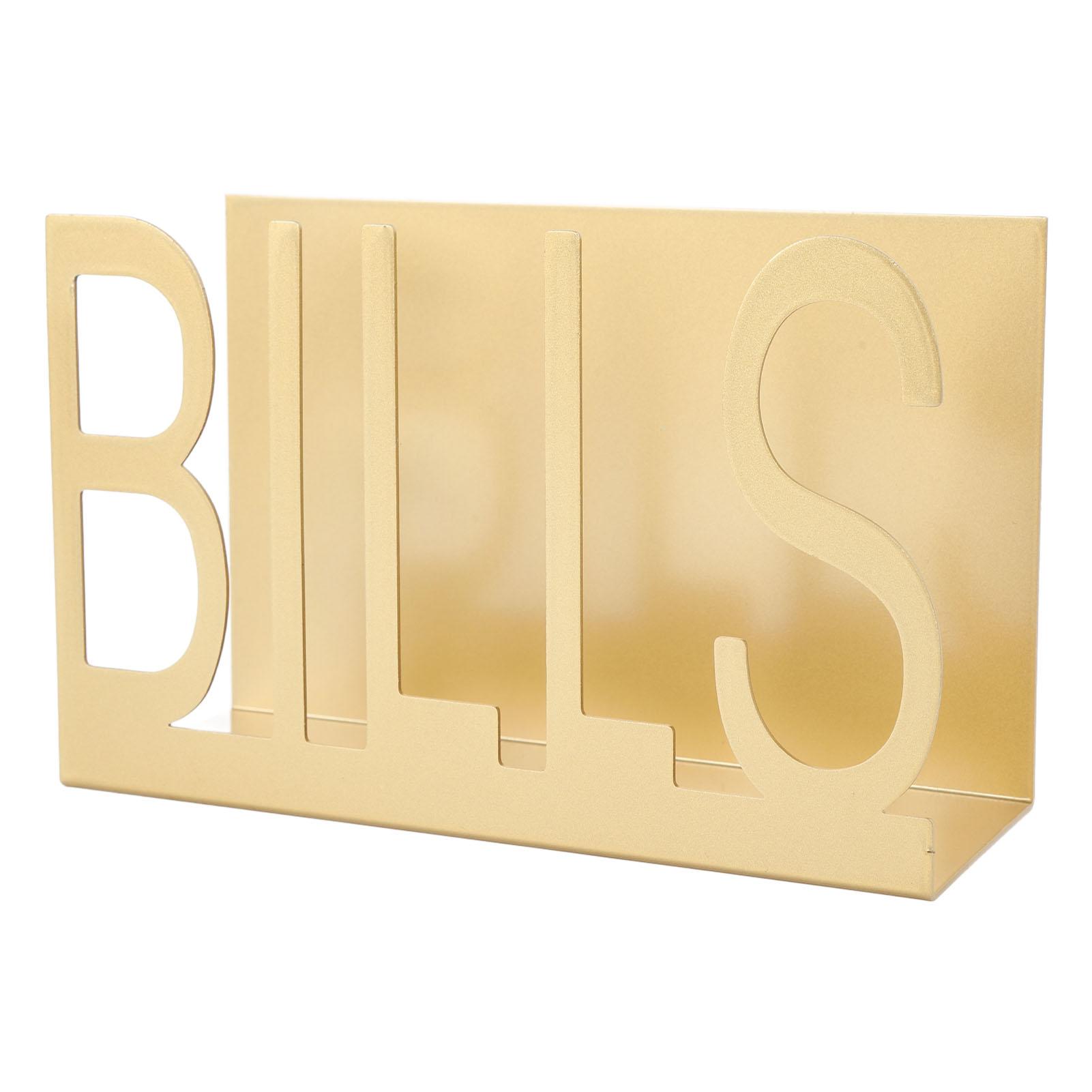 

Desktop Metal Mail Holder Cutout Design Desk Letter Envelope Document Organizer with Anti Slip Rubber Base Gold золотой