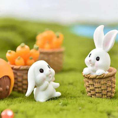 Cute Rabbit Resin Fairy Garden Miniature Figurine Ornament Micro Landscape Home Decoration Action Figure Dollhouse Accessories