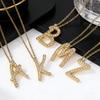 Atoztide Zircon Letter Pendant Necklace for Women Men Full Stone Alphabet Initial Name Monogram Charm Necklace Jewelry Gift