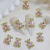 10pcs Bear Shaped Alloy Nail Jewelry Golden Sliver Bears With Pink Gold White Rhinestones Art Decorations Manicure DIY Accessori