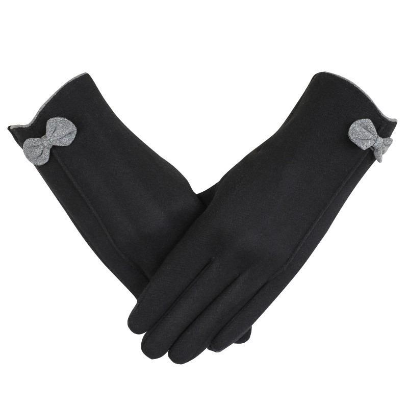 Warm gloves women's fleece cold-proof outdoor riding electric car rabbit down bow autumn and winter gloves
