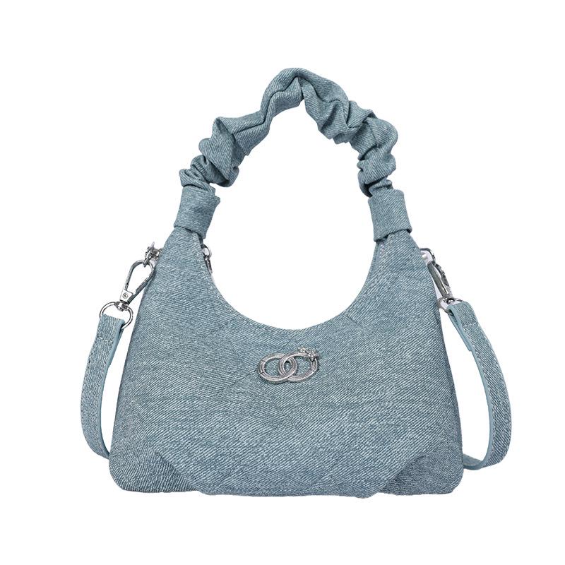 High-End Women's Denim Pleated Dumpling Tote Bag - Autumn/Winter 2026 Collection