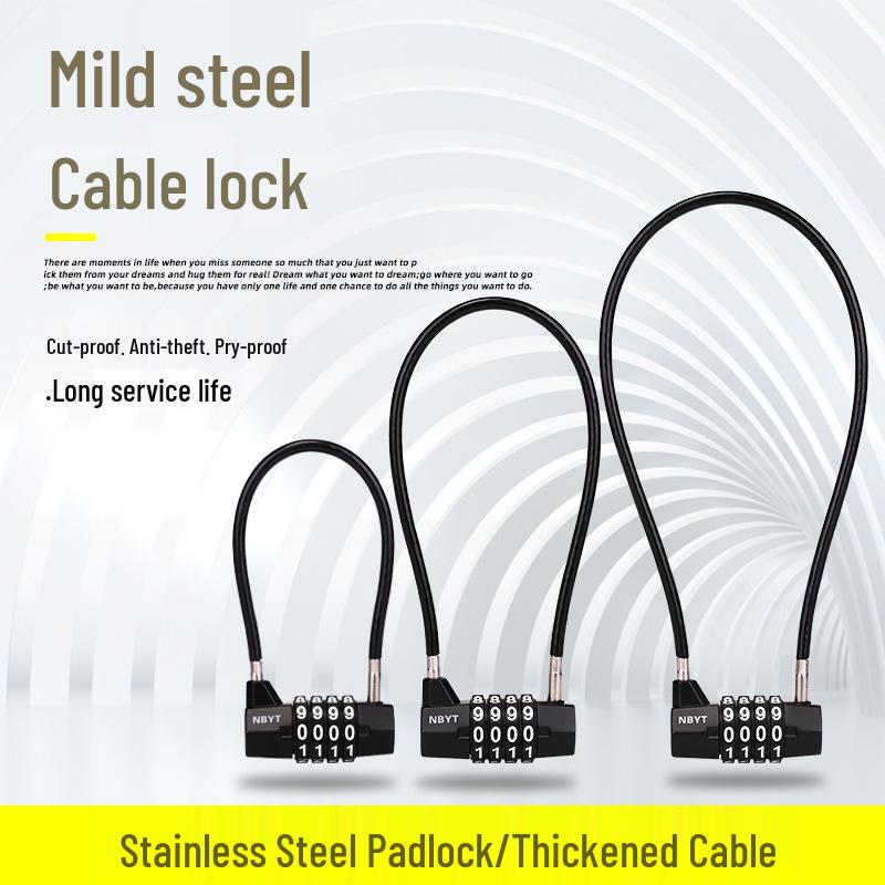 Stahl-Zahlenschloss Vorhängeschloss für Elektrofahrzeug und Helm Diebstahlschutz mit langem weichem Seil - Für Fitnessstudio-Schließfächer
