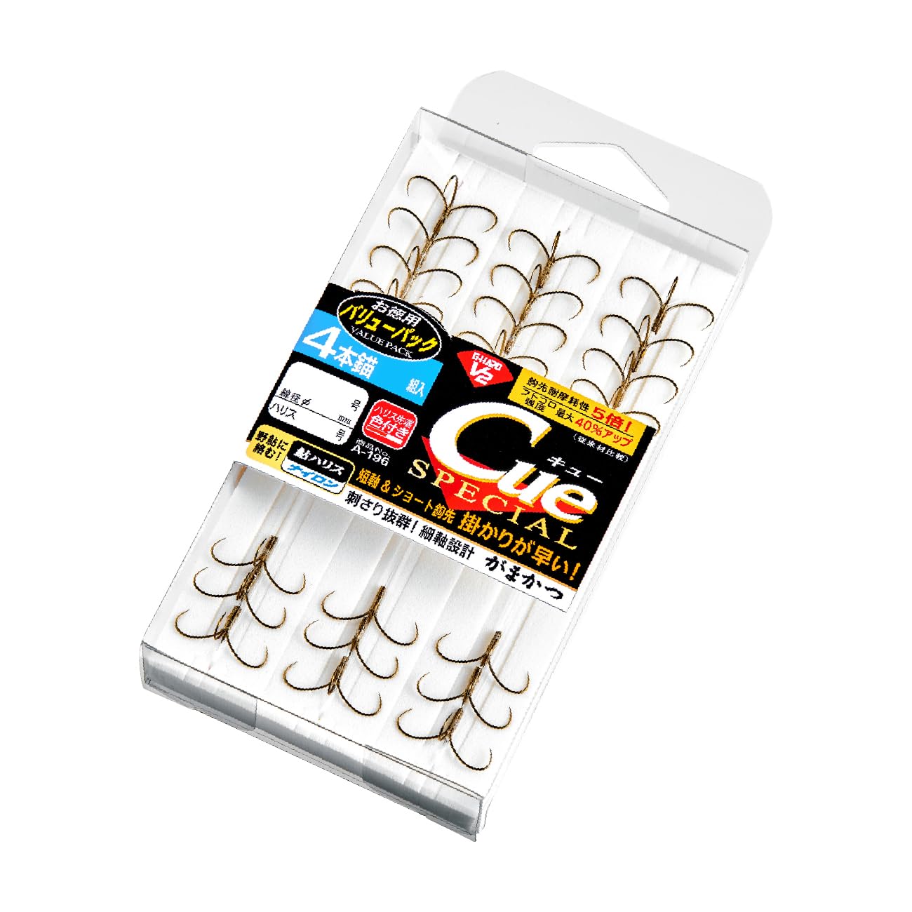 

Gamakatsu Value Pack V2 Cue Special Anchor Size Leader A-196 G-HARD 4-pronged Hook, 7, 1.2 (21 sets)