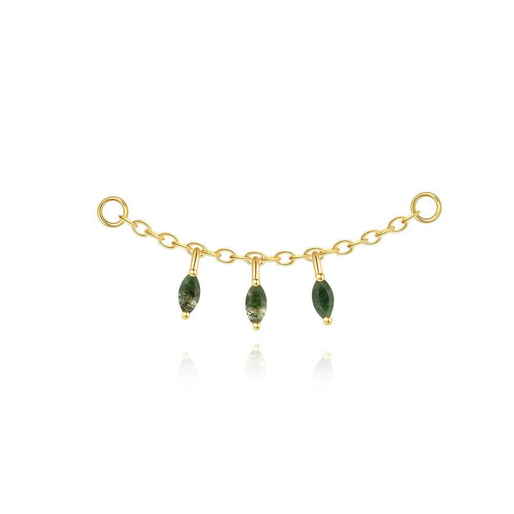 CANNER 1PC Natural Water Grass Horse Eye Zircon 925 Silver Piercing Earrings For Women Ins Simple Green Moss Earring