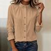 Camisa Casual de Manga Larga con Botones para Mujer Color Ajuste Relajado Cuello Blusa