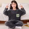 Kids Flannel Pajamas Set Boys Girls Warm Long Sleeve Top And Pants Sleepwear Winter Home Nightwear