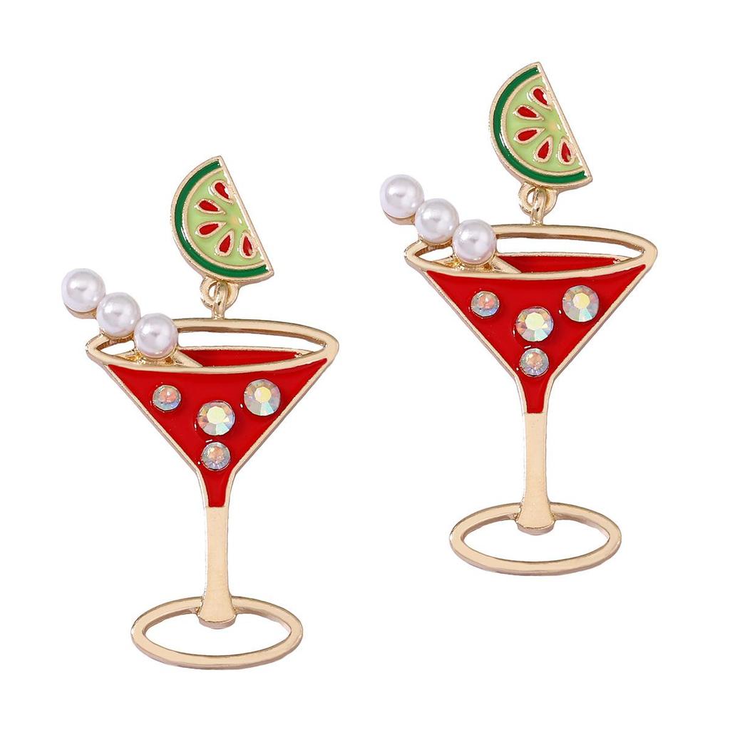 Fashion Earrings 2024 Hot Selling Diamond Earrings Champagne Glass Earrings Party Wine Bottle Earrings PD1989