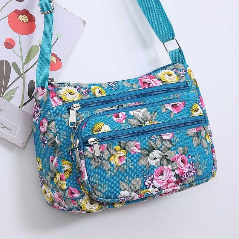 1 Pezzo Borsa a Spalla da Donna con Stampa Floreale Oxford Diagonal Piccola Quadrata Borsa a Mano Multifunzionale Casual da Viaggio Borsa a Tracolla