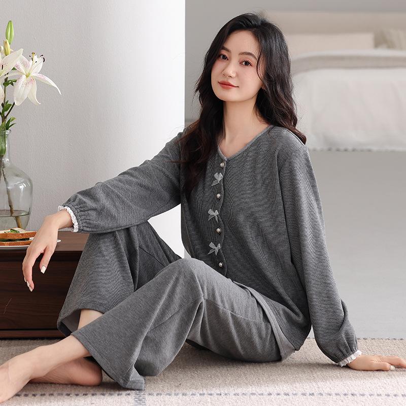 Pajamas Women'S Autumn And Winter Double-Sided German Velvet Long-Sleeved Casual Suit Loose Large Size Thin Velvet Loungewear