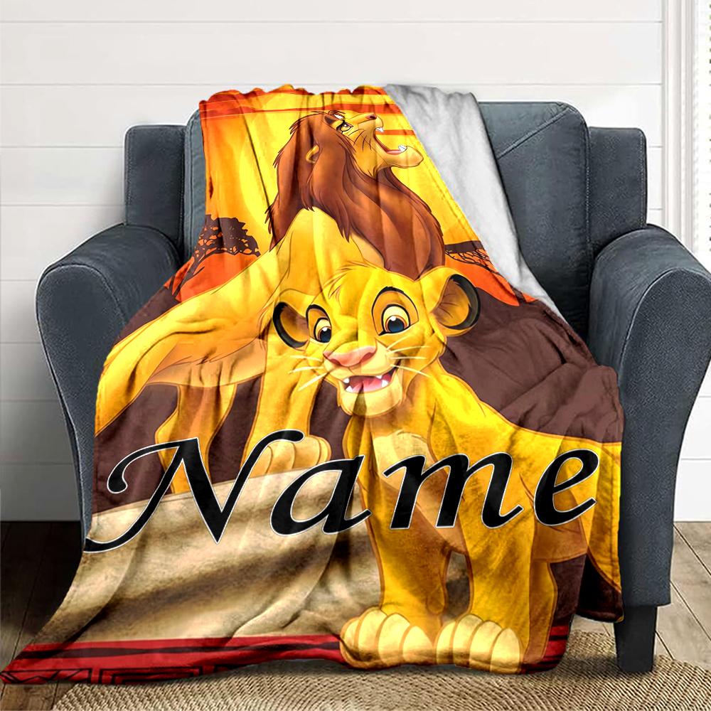 Custom Name Lion Adventure Party Blanket For Couch Bed Plush Cozy Fuzzy Blanket Super Soft Warm Blankets For Fall And Winter 0916267