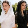 Gothic Bridal Veils Lace Brimmed Wedding Headpiece With Floral Lace For Halloween Bride Ceremony Accessories