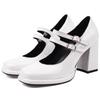 Strap Black White Red Heels Mary Janes Shoes Women's High Heels Pumps Platform Elegant 2025 Party Wedding Shoes Ladies Big Size
