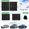 Set Of 3 Car Window Shades, 1 Rear Seat Divider Curtain & 2 Rear Side Window Sun Shades, 95% Light Blocking Car Window Covers Privacy Protection
