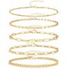 European & American Retro Cuban Link Anklet Set - 5 Pieces