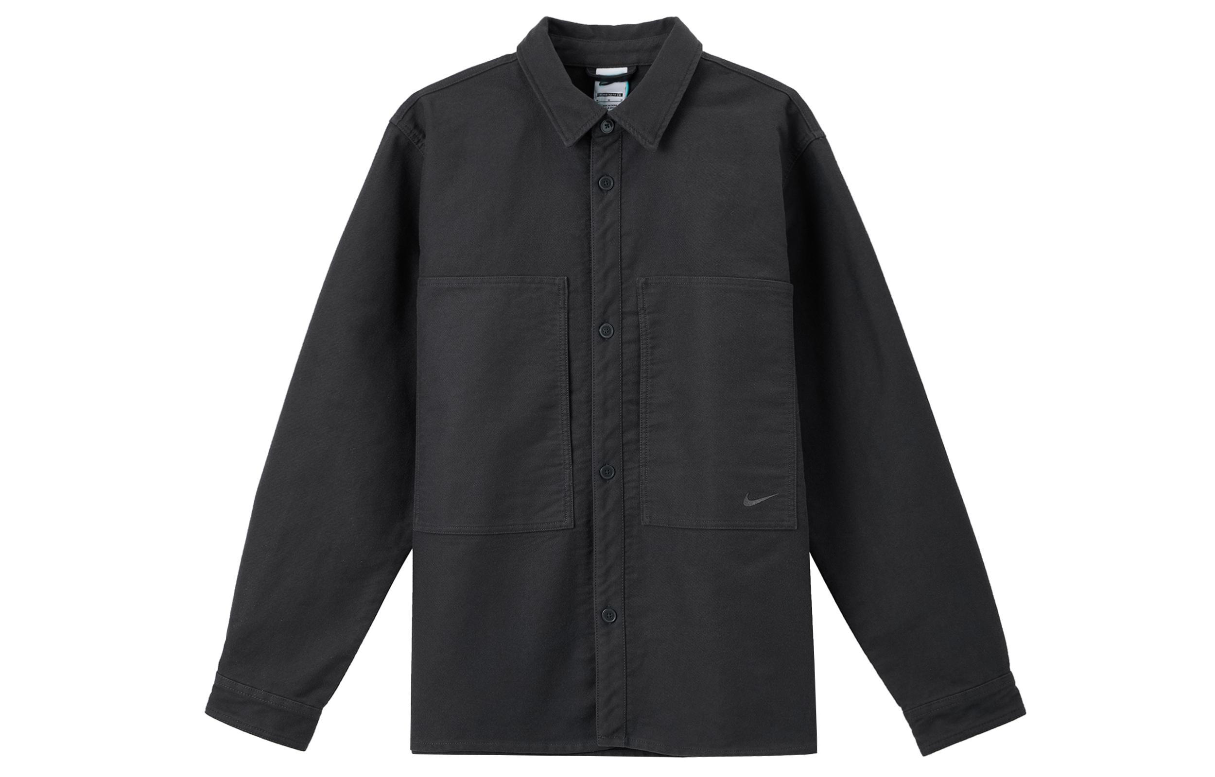 Nike Swoosh Shirts Men s Black Lapel Moderate FB7743-060 L
