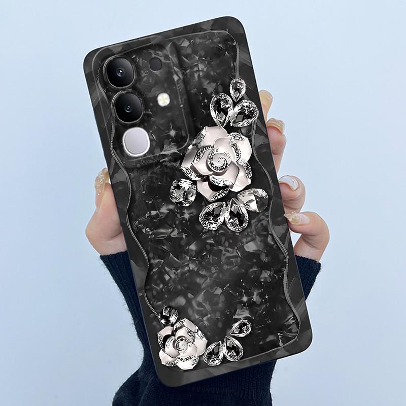 For Vivo Y29 4G Phone Case Fashion Simplicity Oil Painting Flower Soft Liquid Silicone Shell Back Cover For Vivo Y 29 4G Fundas