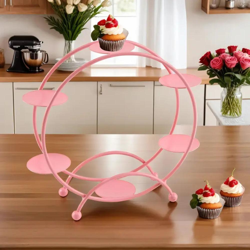 

Стойка для демонстрации фигур из железа в европейском стиле с колесом обозрения, свадебная стойка для торта Pink-Circle Shaped