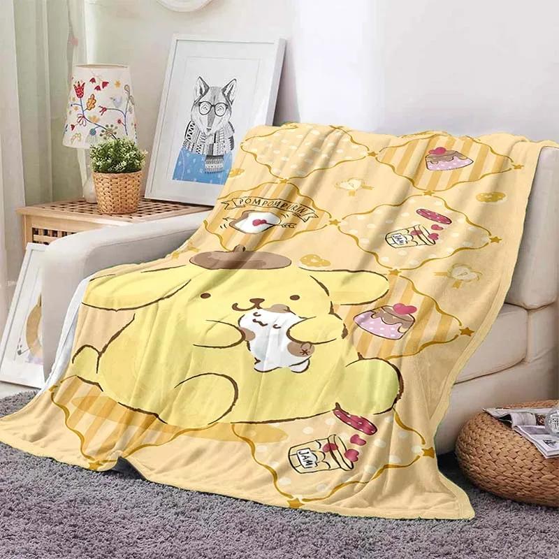 Pom Pom Purin Dog Cartoon Blanket for Sofa Cute Soft Flannel Throw Fluffy Bed Blanket New Born Winter Blanket Girl Kids Gift