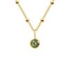 Stainless Steel Vacuum-Plated Birthstone Rhinestone Necklace for Women - Fashionable European & American Style