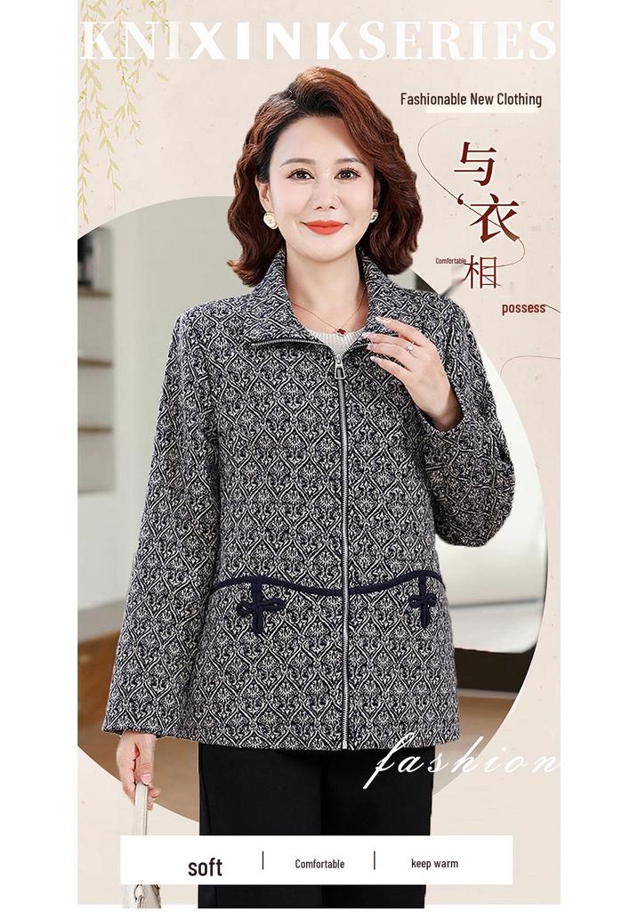 2026 New Spring Lapel Jacket for Middle-Aged & Elderly Women - Stylish Casual Top for Spring/Autumn