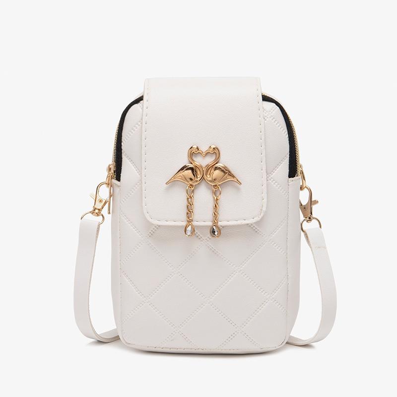 A new autumn and winter mobile phone bag woven swan decorative bag cover type single shoulder oblique span small bag