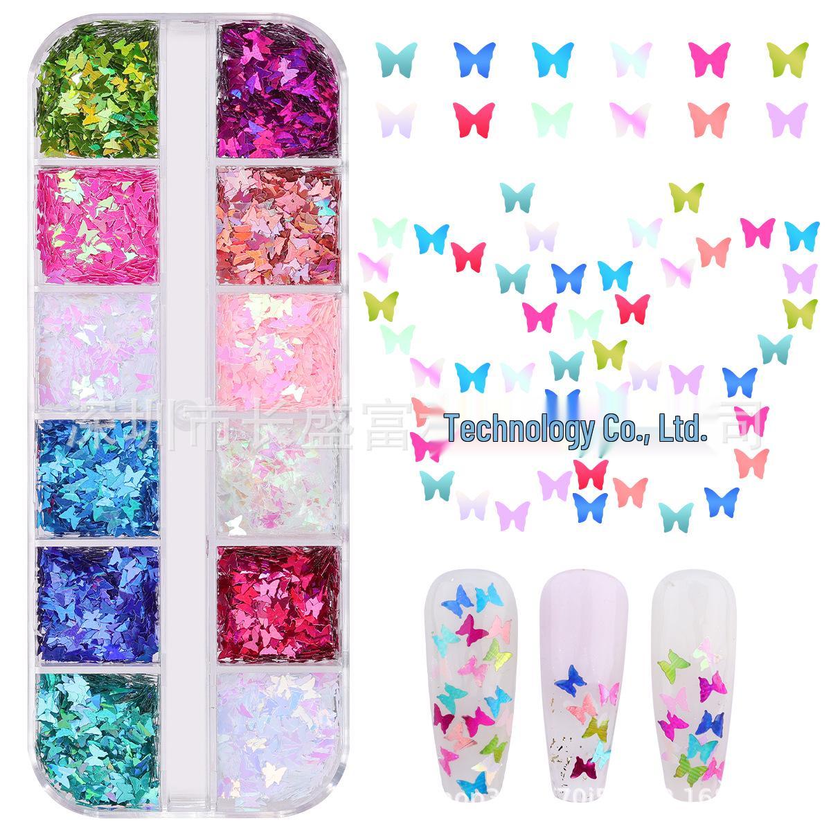 Hot Selling 12-Color Butterfly Sequin Nail Art DIY Accessories
