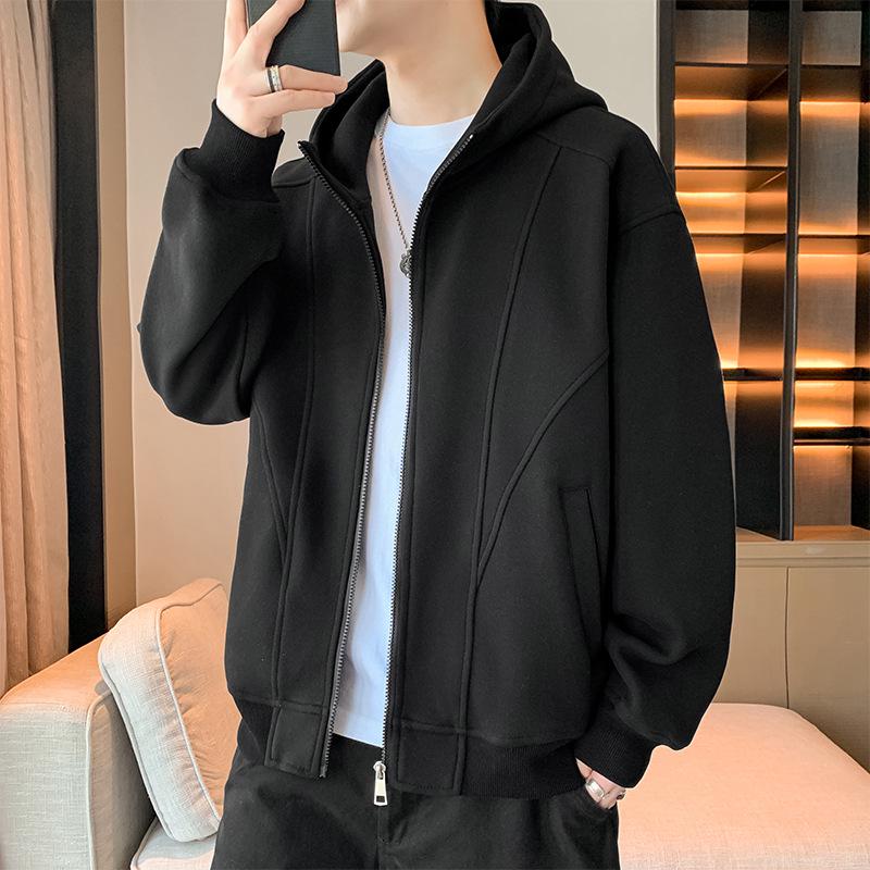 

Di Yu Shen Long Unisex Hooded Cardigan: Heavyweight Casual American Streetwear Jacket L