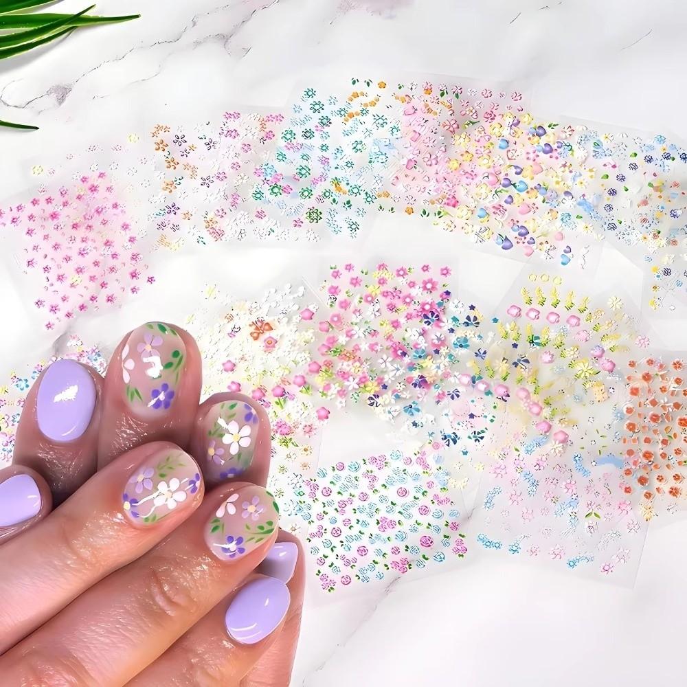 30Pcs Cute Floral Nail Slider Waterproof Nail Art Stickers Easy To Use Manicure Decals DIY Manicure