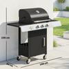 Gas Barbecue with 3 Burners 8.1 kW Thermometer Grills Side Tables Cabinet and Wheels 109x50x109 cm Black