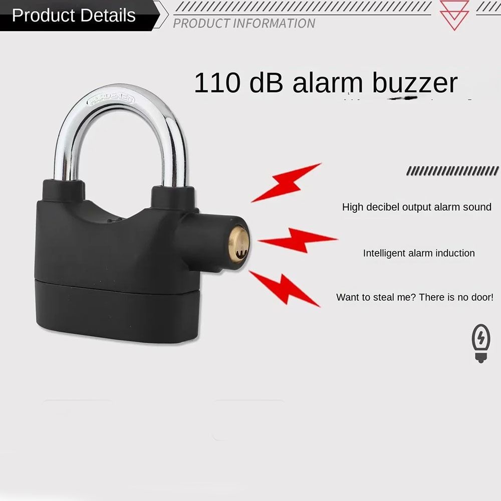 Built-in Movement Sensor Alarm Lock 10db Siren Door lock with Key  Door Gate Bemodst