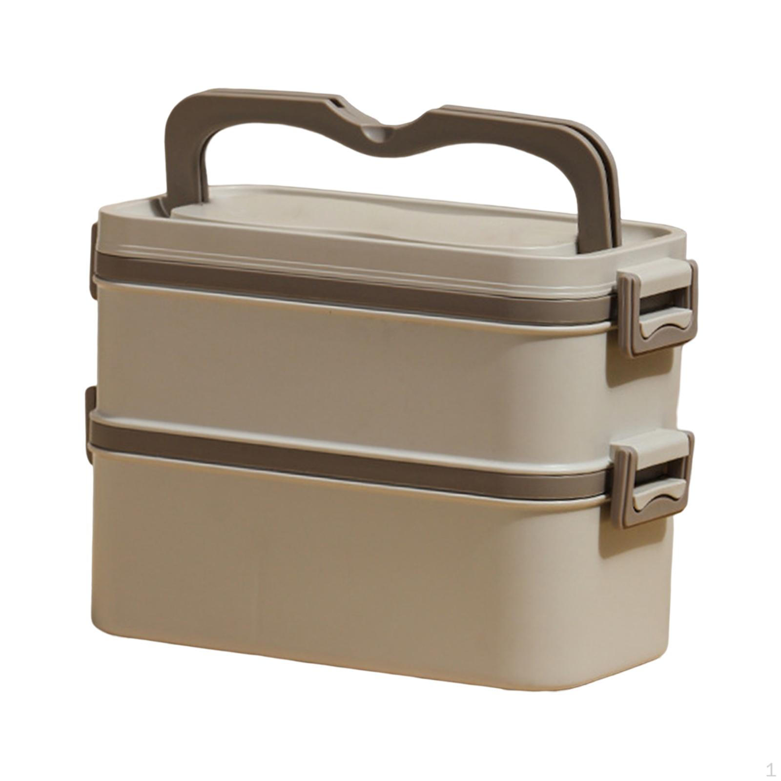 Food Lunch Container Stackable Box Portable Compartment Japanese Bento Khaki 2 layer