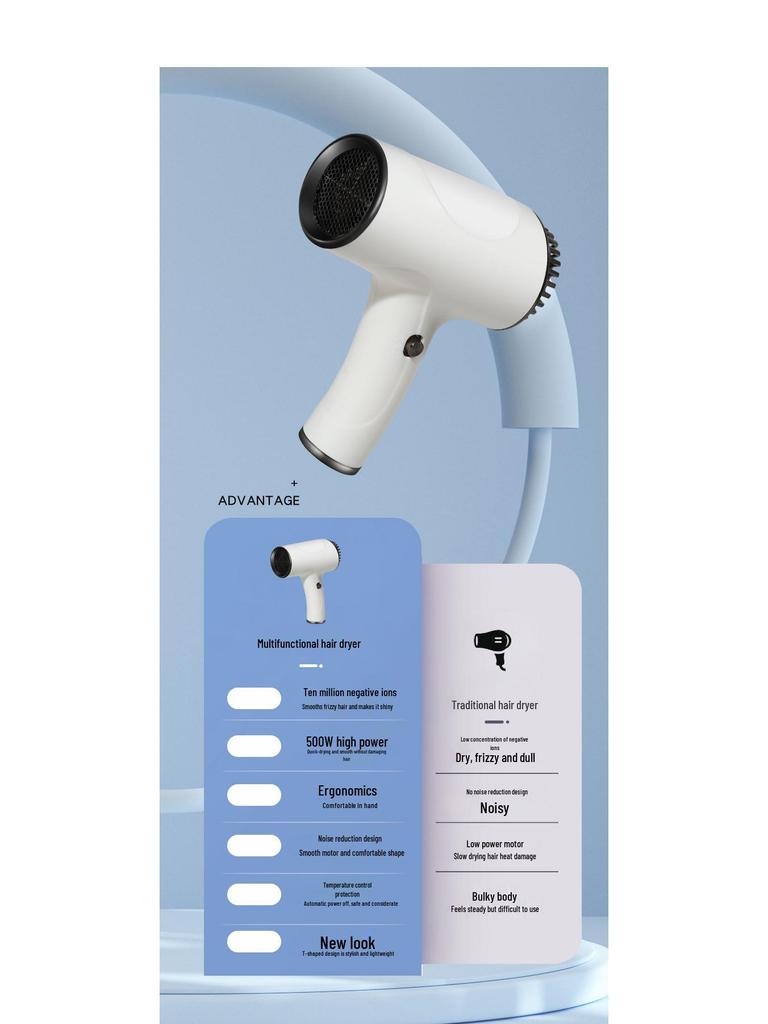 High-Power Wireless Portable Hair Dryer with Negative Ion Protection for Quick Drying